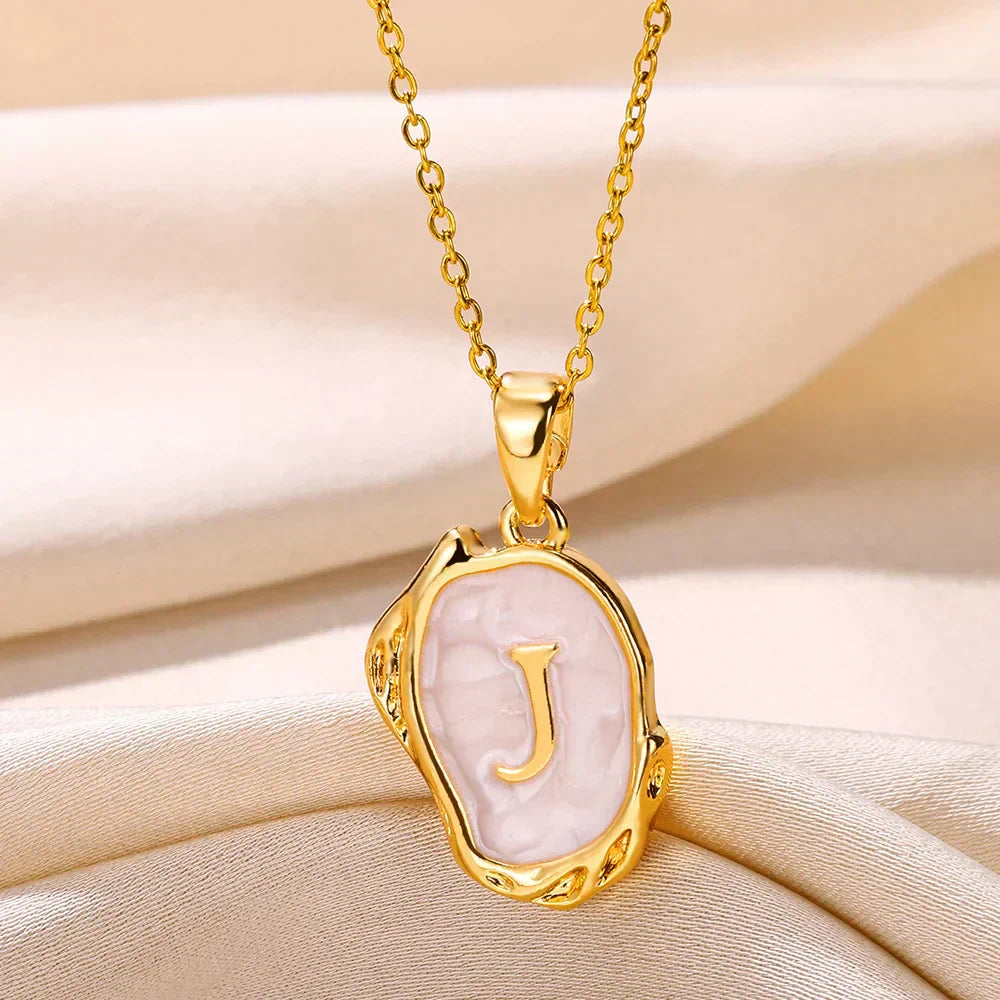 18-carat gold-plated ocean necklace with seabed initials