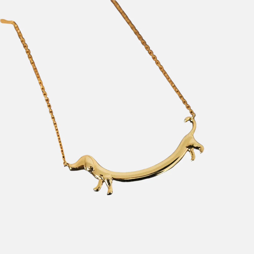 Gold Tone Dachshund Necklace