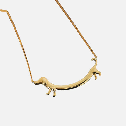 Gold Tone Dachshund Necklace