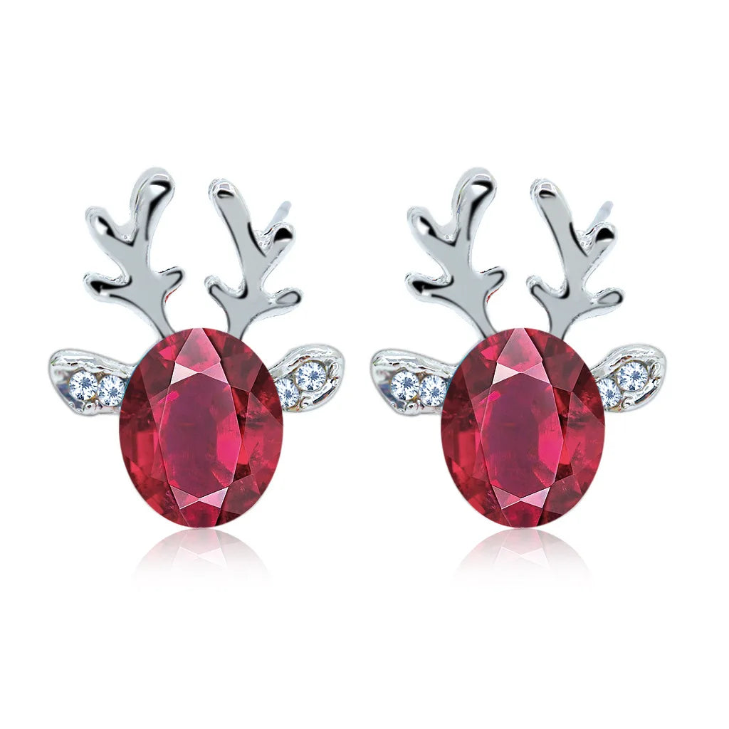 Crystal Reindeer Holiday Earrings