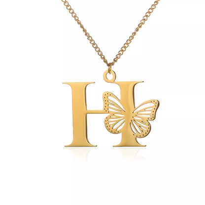 18-carat gold-plated butterfly liberty initials necklace