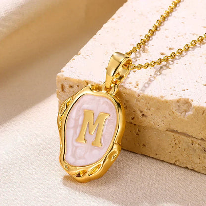 18-carat gold-plated ocean necklace with seabed initials