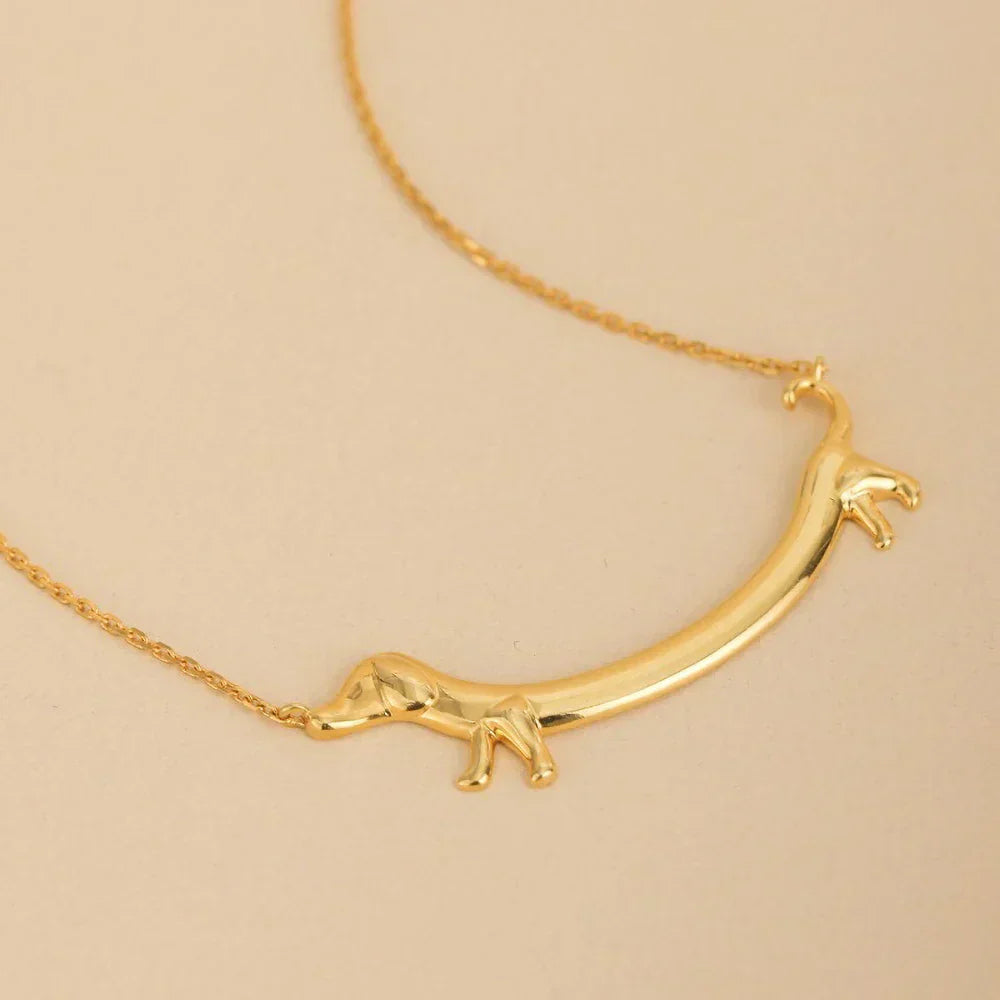 Gold Tone Dachshund Necklace