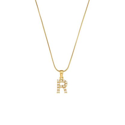 18-carat gold-plated initial necklace with precious pearls and small natural pearls