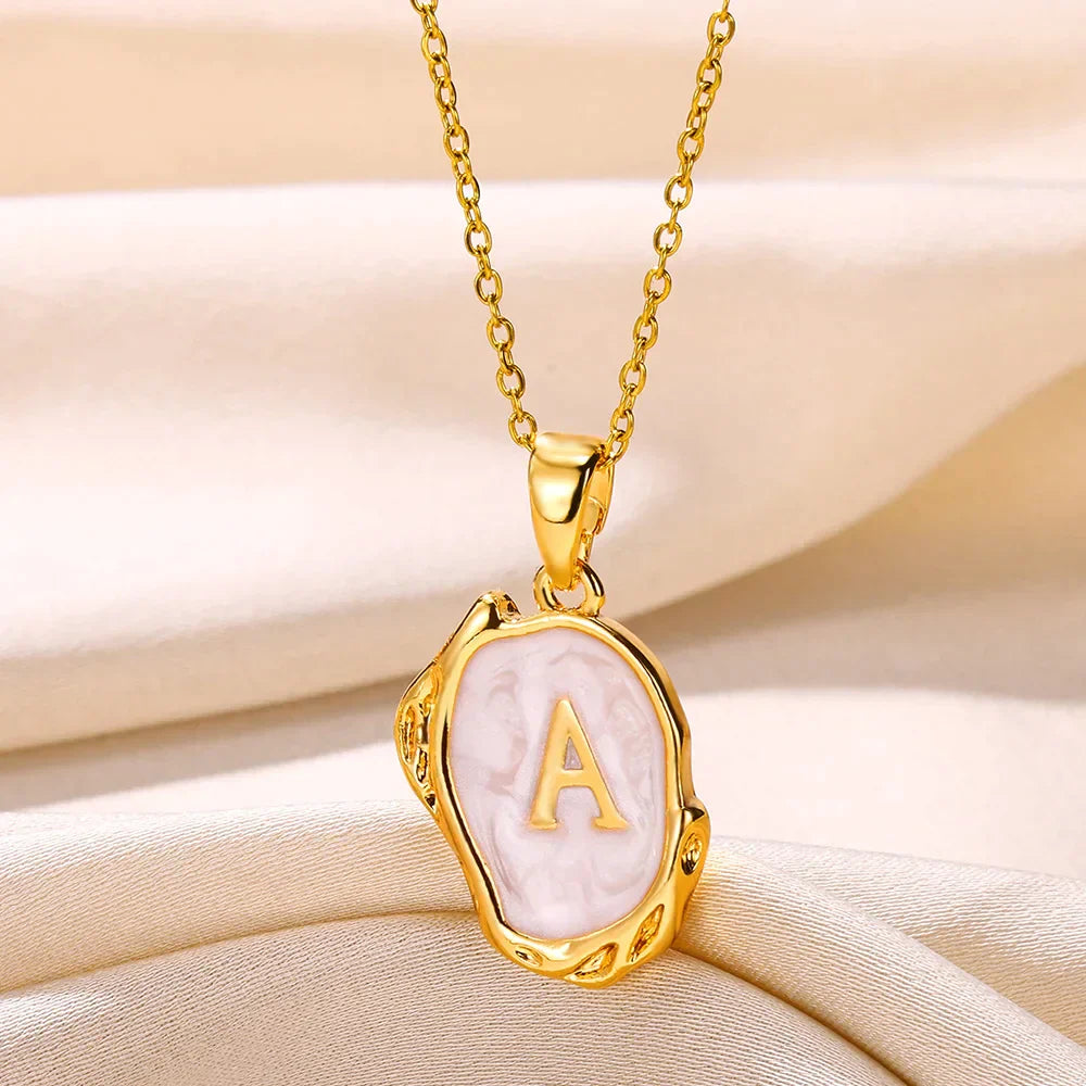 18-carat gold-plated ocean necklace with seabed initials