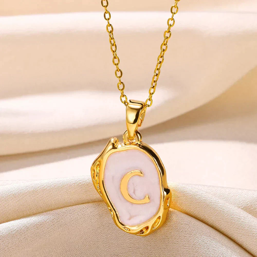 18-carat gold-plated ocean necklace with seabed initials