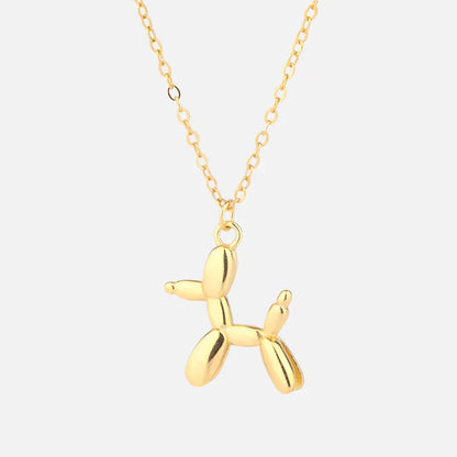 Gold Tone Dog Balloon Pendant Necklace