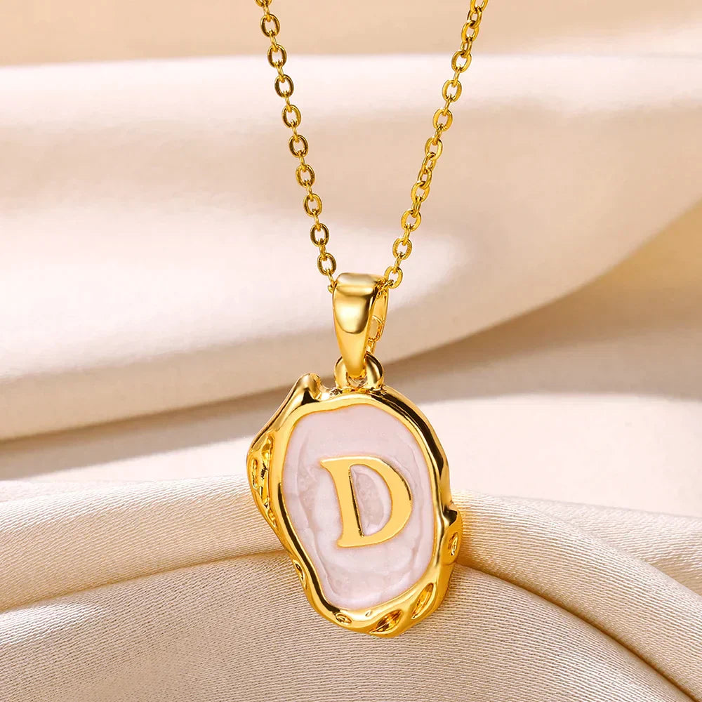 18-carat gold-plated ocean necklace with seabed initials