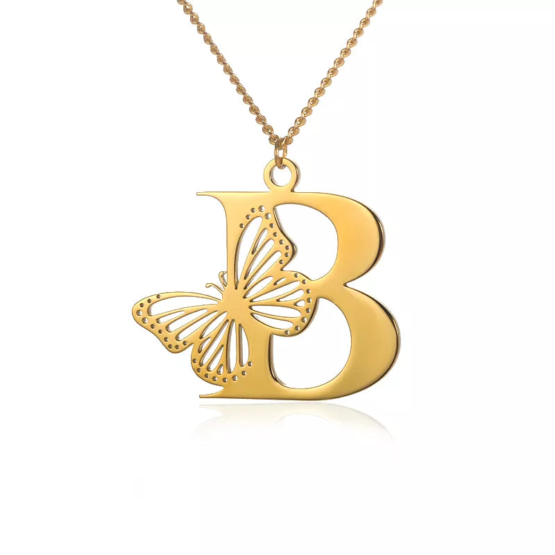 18-carat gold-plated butterfly liberty initials necklace