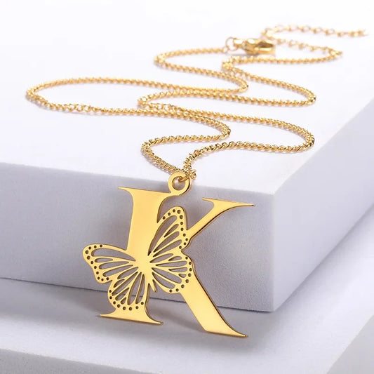 18-carat gold-plated butterfly liberty initials necklace