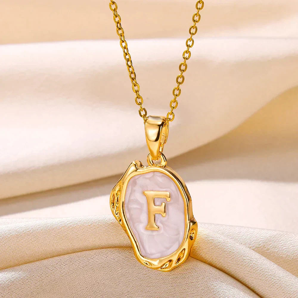 18-carat gold-plated ocean necklace with seabed initials