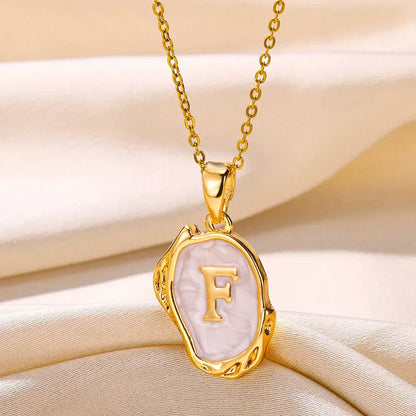 18-carat gold-plated ocean necklace with seabed initials