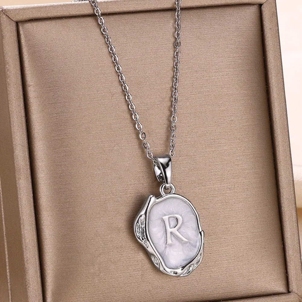 18-carat gold-plated ocean necklace with seabed initials