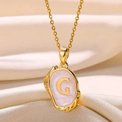 18-carat gold-plated ocean necklace with seabed initials