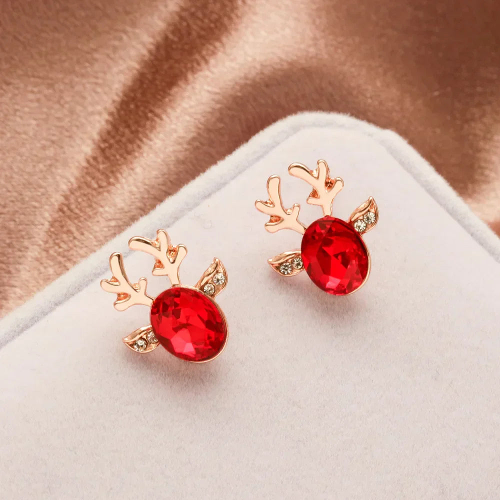 Crystal Reindeer Holiday Earrings