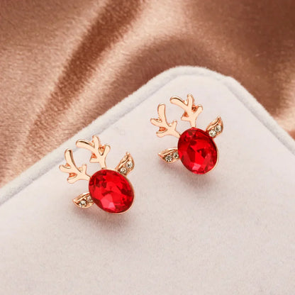 Crystal Reindeer Holiday Earrings