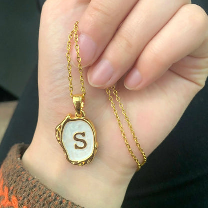 18-carat gold-plated ocean necklace with seabed initials