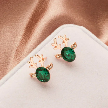 Crystal Reindeer Holiday Earrings