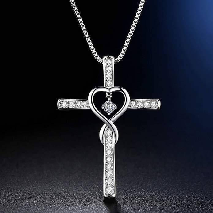 Blessed cross necklace with zirconia hearts