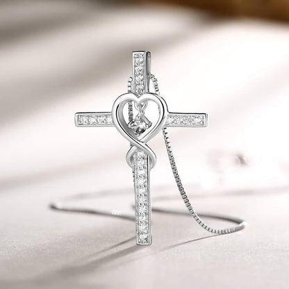 Blessed cross necklace with zirconia hearts
