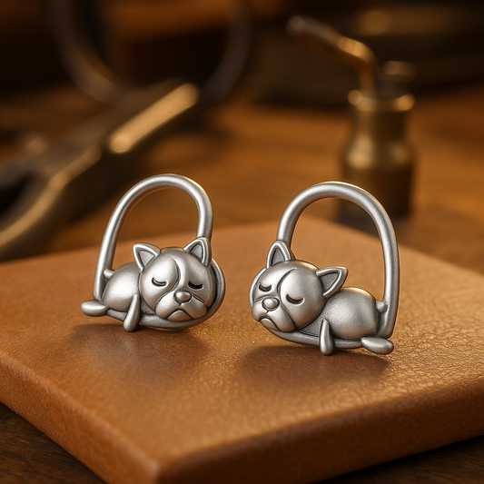 Fine 925 Silver Sleeping Puppy Earrings