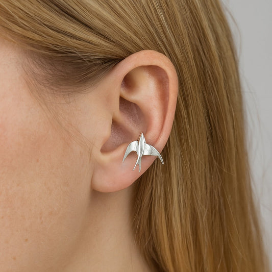 Magnificent Swallow Clip Earrings Silver