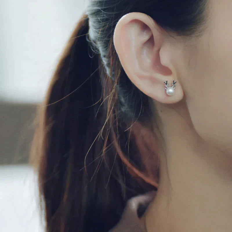 Fine Pearl Reindeer Earrings