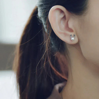 Fine Pearl Reindeer Earrings