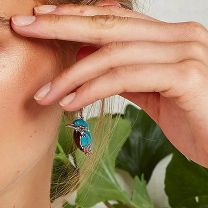 Blue Enamel Hummingbird Earrings