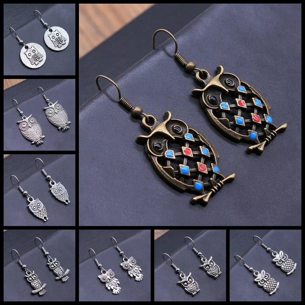 Vintage Boho Owl Tomettes Earrings
