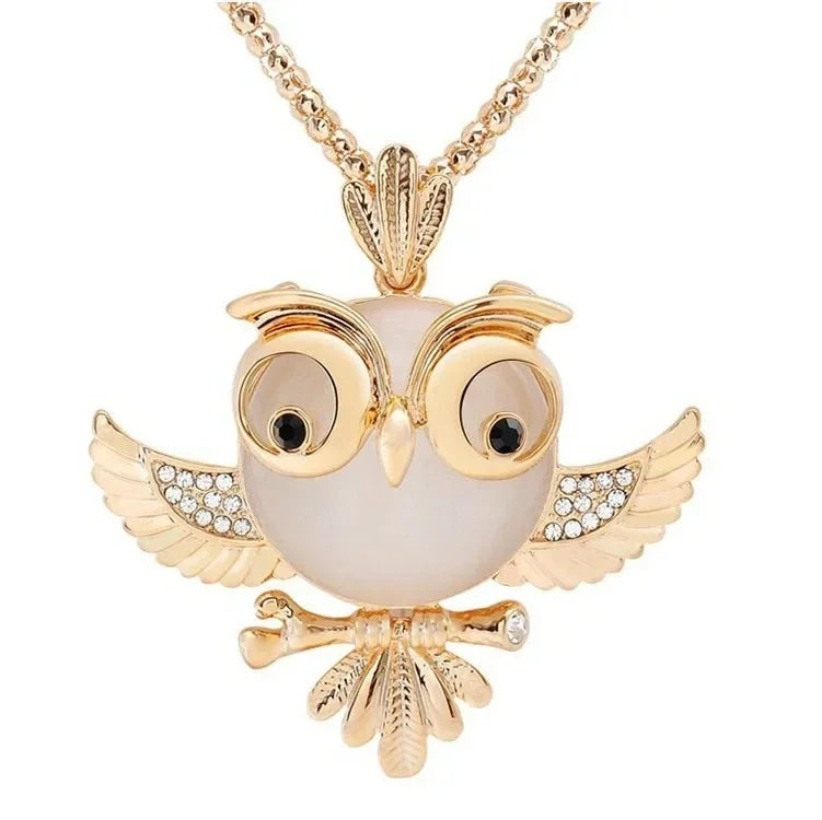 Owl Wisdom Opal Pendant Necklace