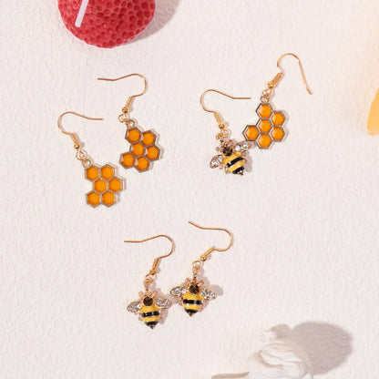 Golden Bee and Hive Crystal Earrings