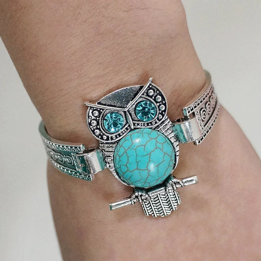 Vintage Turquoise Owl Charm Bracelet