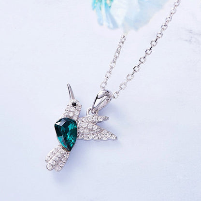 Sparkling Hummingbird Necklace with Zirconia