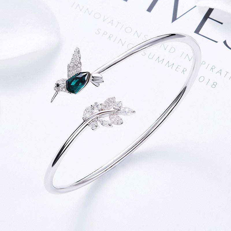 Adjustable Hummingbird Ring with Diamond Rhinestone