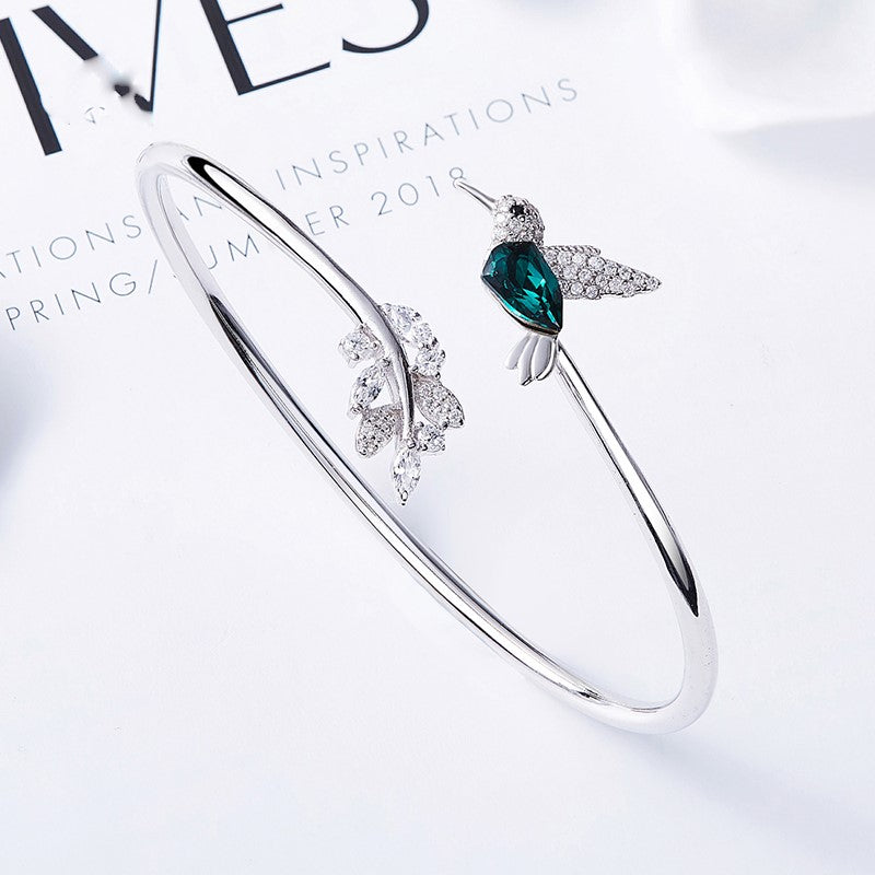 Adjustable Hummingbird Ring with Diamond Rhinestone