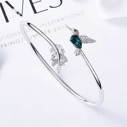 Adjustable Hummingbird Ring with Diamond Rhinestone