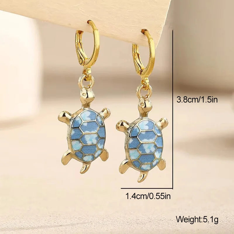 Huggie Sea Turtle Charm Ocean Earrings