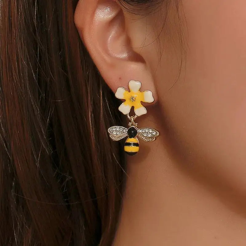 Bee and Sunflower Tomettes Earrings