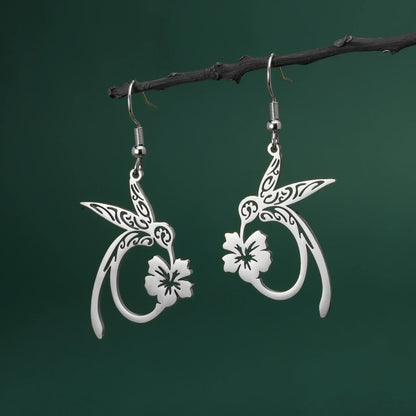 Stainless Steel Hummingbird Spirit Earrings