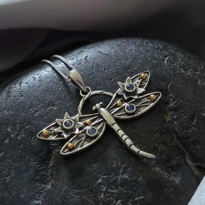 Vintage Crystal Dragonfly Pendant Necklace
