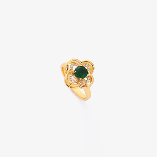 Emerald Clover Spinner Ring | Gold