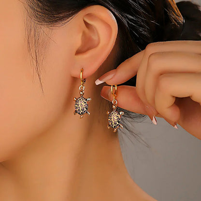 Huggie Sea Turtle Charm Ocean Earrings