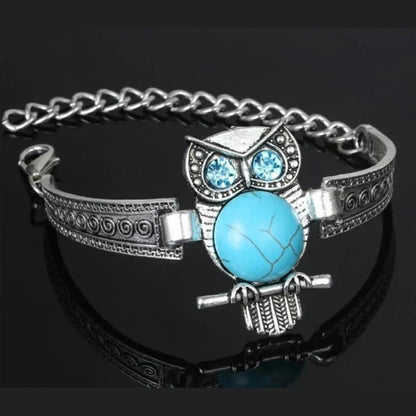 Vintage Turquoise Owl Charm Bracelet