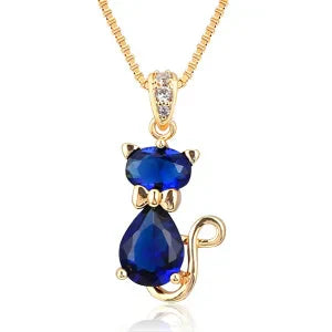 Cat Crystal Pendant Necklace