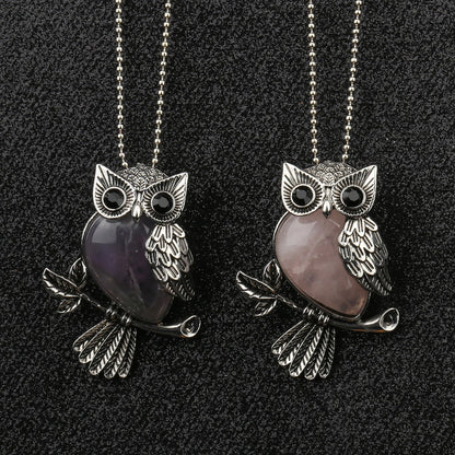 Owl Wisdom Crystal Pendant Necklace