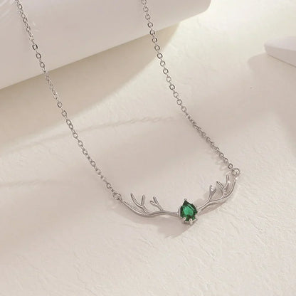 Antler Necklace with Delicate Heart Charm