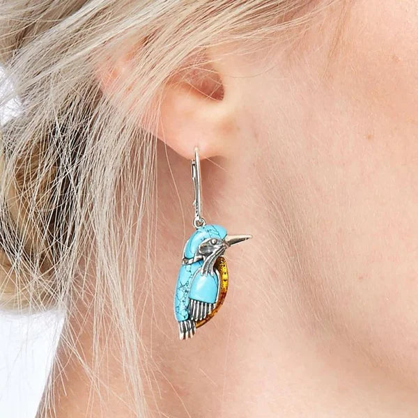 Blue Enamel Hummingbird Earrings