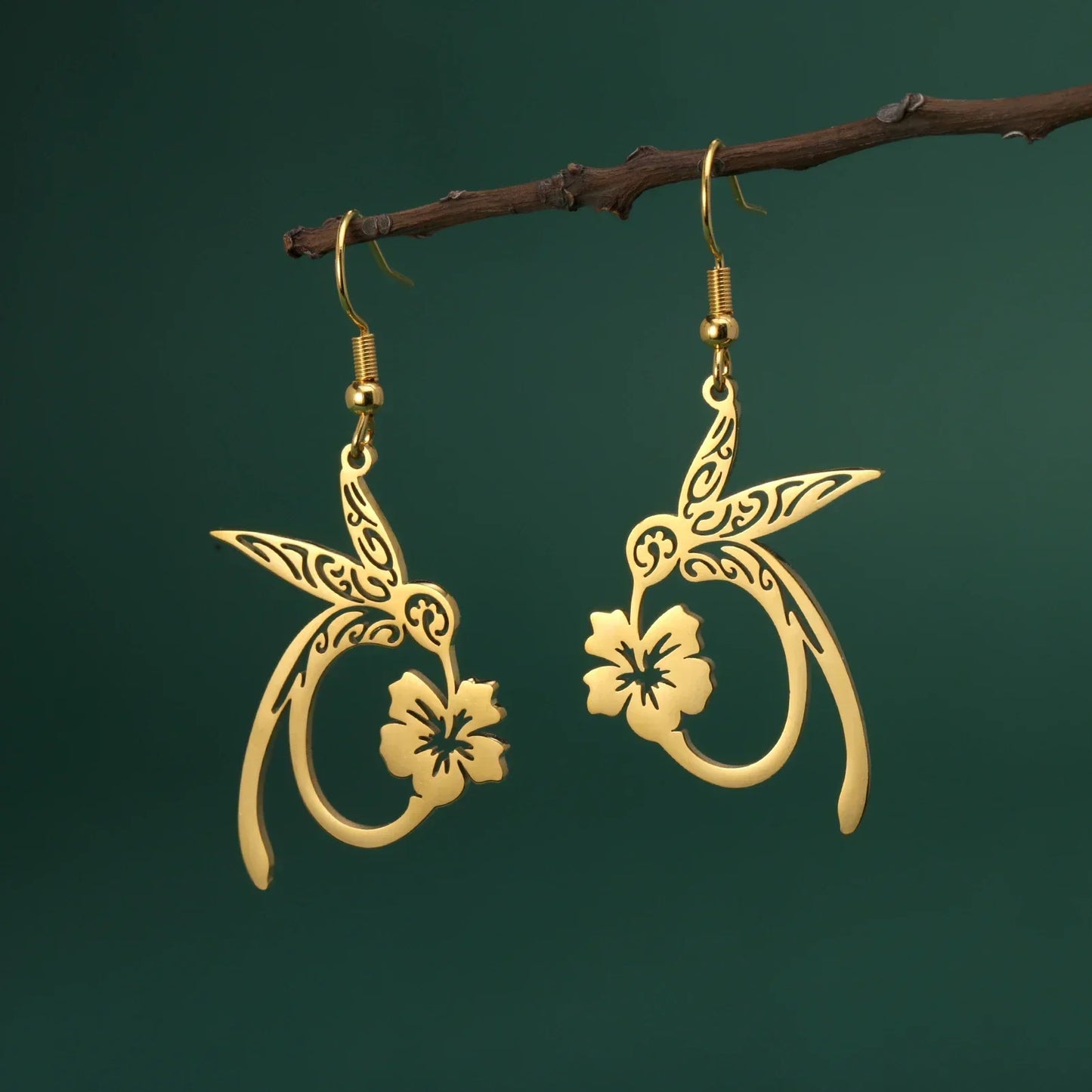Stainless Steel Hummingbird Spirit Earrings