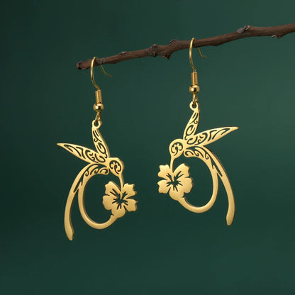 Stainless Steel Hummingbird Spirit Earrings